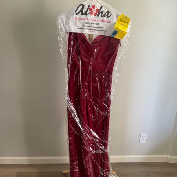 LULUS x Bariano Ocean of Elegance Wine Red Maxi Dress Size XS - Picture 6 of 12